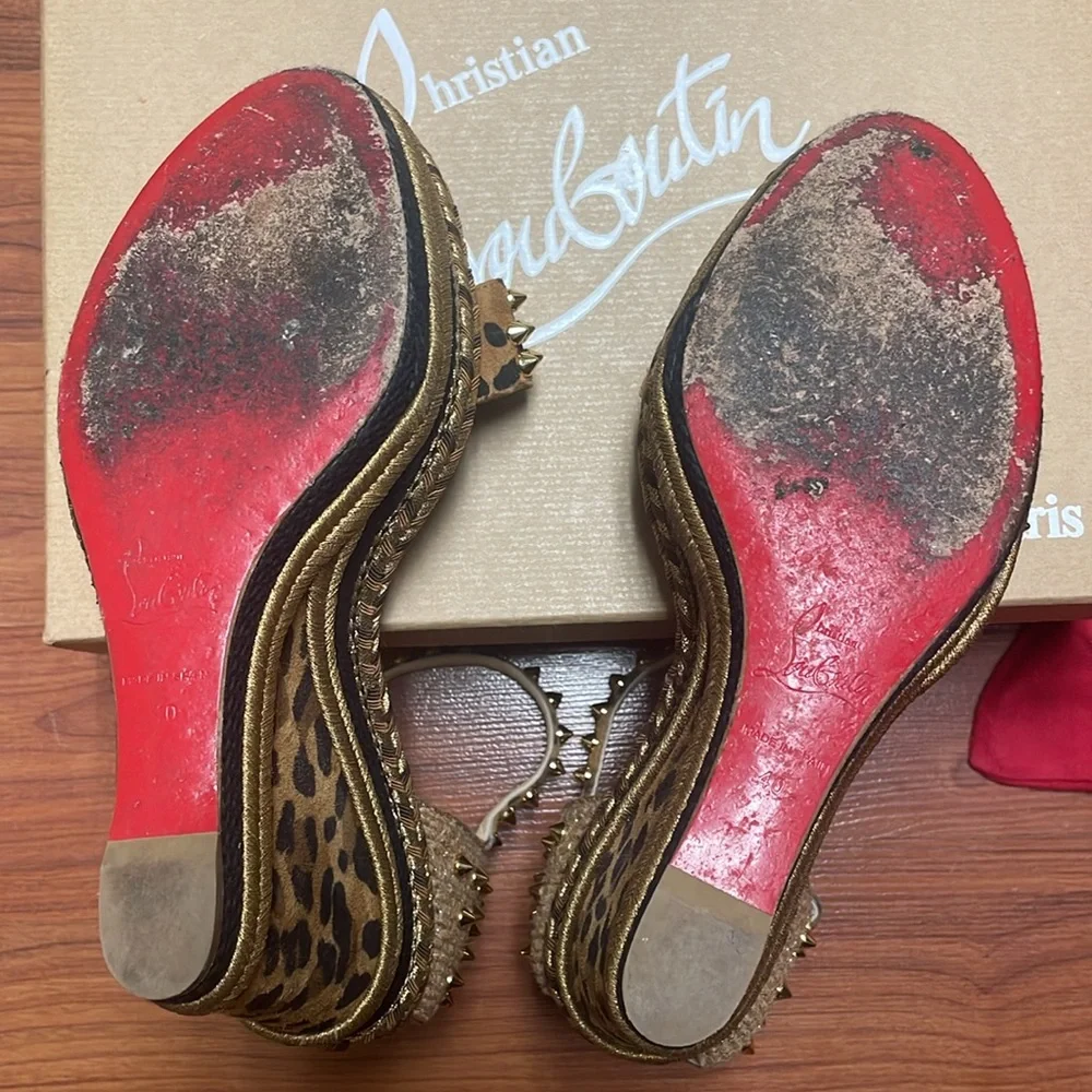 Christian Louboutin Mad Monica leopard wedge size 10 - Picture 5 of 13